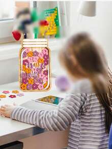 36pcs Wooden Star & Flower Hollow Reward Jar, Positive Behavior Incentive Chart, Decorative Reward System, Suitable As Easter Gift, Easter Decoration, Back To School Supplies, Home Decor, Party Decoration, Wedding Decoration, Holiday Decoration - Decorations - View 4