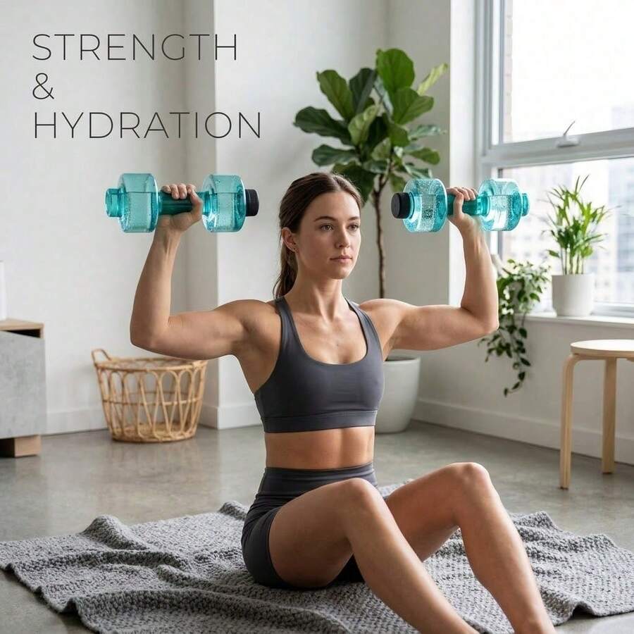 2pcs Water Dumbbells Pool Fitness Equipment, Non-Floating Submersible Fitness Weights, PC Material Water-Fillable Dumbbell Set, Suitable For Strength Training And Water Aerobics - Mint Blue - View 1