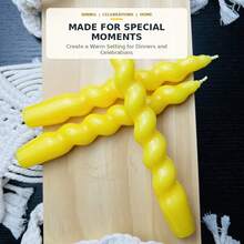 1盒3支扭曲螺旋錐形蠟燭，18cm/7.1in，底徑2cm，無煙不滴蠟，無香裝飾晚餐蠟燭，適用於婚禮、桌飾與居家裝飾 - 黃色 - 查看 13
