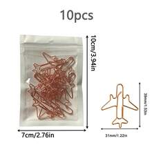 10/20/40pcs Creative Airplane Shaped Gold Rose Color Metal Paper Clips, Office Supplies, Suitable For Planner, Notebook, Card Packaging, Office School Stationery Gift - Airplane - View 14