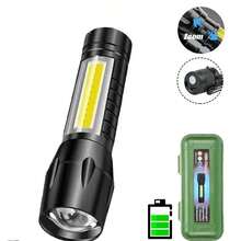 1pc Portable Rechargeable Zoom XP-G Q5 Flashlight With 3 Lighting Modes, Camping Lamp, Mini LED Flashlight - Black - View 7
