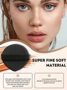 8pcs Makeup Brush Set, 6pcs Facial Makeup Brushes And 2pcs Teardrop-Shaped Velvet Powder Puffs, Soft Synthetic Bristle Makeup Brushes, Suitable For Blush, Contour, Highlighter And Setting Powder - Multicolor - View 2