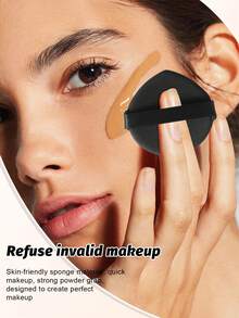 8pcs Makeup Brush Set, 6pcs Facial Makeup Brushes And 2pcs Teardrop-Shaped Velvet Powder Puffs, Soft Synthetic Bristle Makeup Brushes, Suitable For Blush, Contour, Highlighter And Setting Powder - Multicolor - View 4