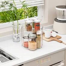 1 pieza Organizador de cosméticos de escritorio transparente con rotación de 360° y gran capacidad, estante de almacenamiento de cocina, estante de almacenamiento multifuncional, organizador de cosméticos como regalo del Día de San Valentín, organizador de cuidado de la piel, almacenamiento multifuncional - A - Ver 2