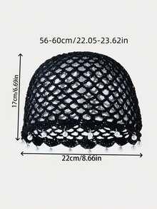 1pc Fashion Bohemian Sequin Pearl Pendant Mesh Hollow Knit Hat Women's Decorative Hat Beach Vacation Travel Accessory Party Decoration Gift For Friends - Multicolor - View 8