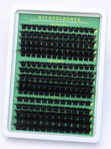 Tufos de Cílios Postiços Individuais Segmentados DIY de Volume Super Espesso com Densidades Mistas, 120+150+200P, Curvatura D, Efeito Fofo e Dramático, com Ferramentas de Cílios Grátis - D - Visão 4