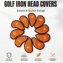 Golf Iron Club Head Covers, Protective Sleeve, Mesh Fabric Wear-Resistant, Thermal Lining, Protects Golf Iron Heads From Scratches, Simple Classic Style - Multicolor - View 7