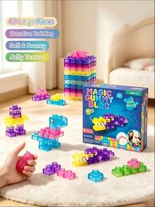 40PCS Colorful Transparent Large Particle Building Blocks Toy, Multi-Specification Transparent Blocks Can Be Freely Stacked To Build Houses, Animals And Other Diverse Shapes, Transparent Colors With Outstanding Appearance, Fully Exercising Children's Hands-On Imagination, Suitable For Home Parent-Child Interaction, Classroom Craft Creation, Back To School Season Classroom Activity Teaching Aids, Halloween Fun Small Gifts, Christmas Children's Exchange Gifts, Preferred Educational Building Toy - Multicolor - View 3