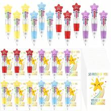 24/48pcs Star-Shaped Colorful Ballpoint Pen & Encouragement Card Set, Multi-Item Party Favor, Set Includes 12pcs 4-In-1 Function & Cards And 12pcs Star Pens, Suitable For School Activities & Birthday Party Gratitude Gifts, Thank You Gifts & Rewards - Multicolor - View 3