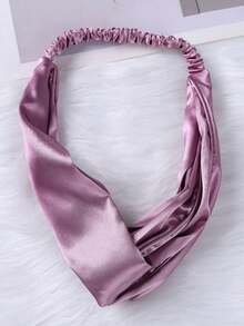 5/1 pieza Diadema elástica retorcida para mujer, diadema cruzada de unicolor de moda simple, diadema multifuncional para lavarse la cara, accesorio de moda para el cabello de uso diario - Multicolor - Ver 16