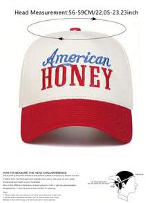 BONNY BOOM 1pc Embroidered AMERICAN HONEY Baseball Cap, Unisex Trucker Hat, Y2K Outdoor Sun Protection Adjustable Travel Vacation Gift, Perfect Gift For Friends And Family, Back To School, Halloween, Christmas, Valentine's Day, Mother's Day, Father's Day, Wedding, Bachelor Party, Carnival - American Honey - View 7