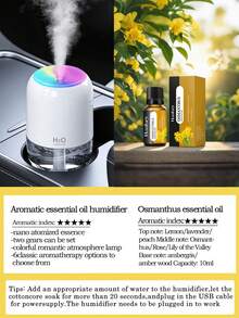 Humidificador alimentado por USB, difusor de aromas 2 en 1, disponible en 3 colores, portátil y compacto, humidificación ultrasónica silenciosa, adecuado para dormitorio, hotel, dormitorio, baño, habitación de mascotas, estudio de yoga, etc. - Mist - Ver 16