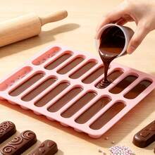 1pc 16-Cavity Different Texture Long Bar Mold, Silicone Chocolate Cookie Mold, Long Bar Candy Baking Mold, Suitable For Making Cheese Sticks, Soft Candy, Chocolate Bars, Crayons, Cupcake Decorations - View 2