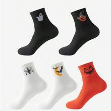 5 Pairs Random Halloween Cartoon Socks, Men's Personalized Funny Couple Casual Socks, Comfortable Stylish Socks For Men And Women - Multicolor - View 7