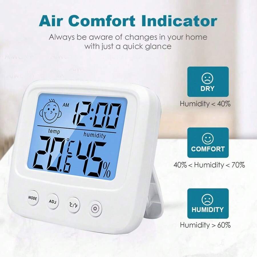 1pc/2pcs New LCD Digital Temperature Baby Room Humidity Meter Backlight Home Indoor Electronic Hygrometer Thermometer Weather Station - Multicolor - View 1