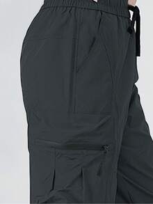 GRIM PANDA 1pc Women's Quick-Dry UPF Sun Protection Cargo Pants, Drawstring Waist, Shell Outdoor Hiking Running Travel Sports Pants Fall - Grey - View 9