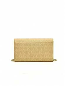 Dedoo Two-Tone Letter Print Casual Shoulder Bag, Envelope Bag, Chain Shoulder Bag, Women's Crossbody Bag, Fashionable And Versatile - Yellow - View 7