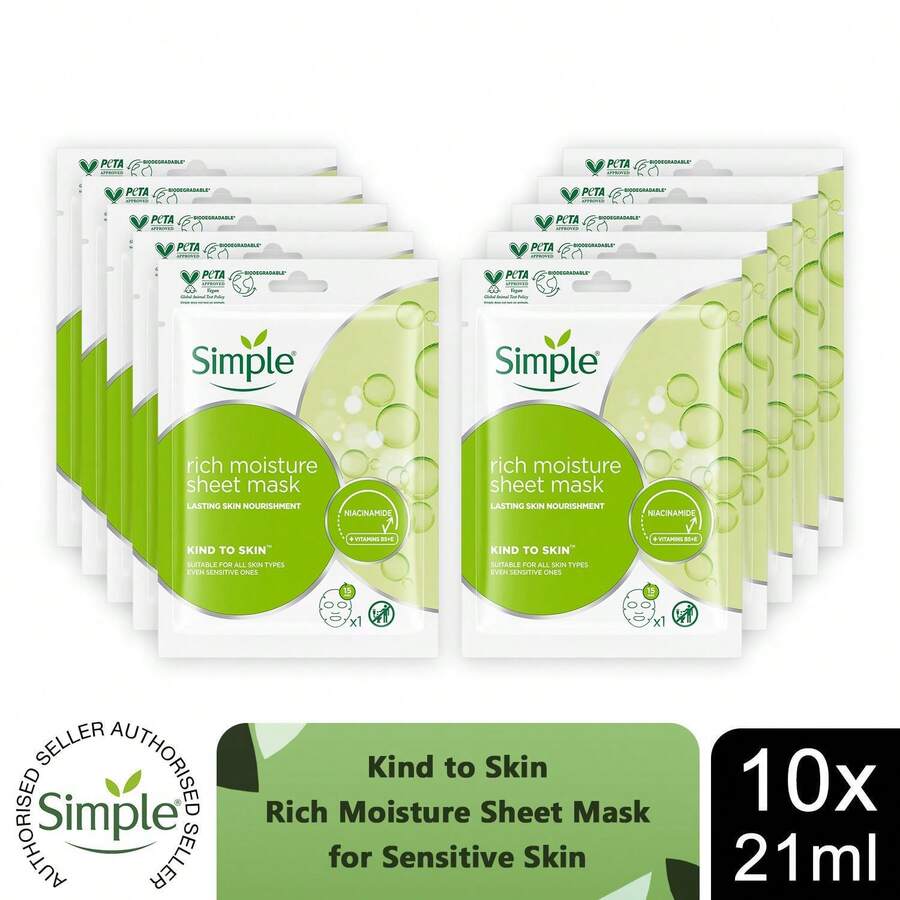 Simple Kind To Skin Rich Moisture Sheet Mask 10-Pack - Aloe Vera - View 1