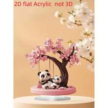 1pc 2D Flat Pink Panda And Cherry Blossom Tree Desktop Decor, Suitable For Decorating Restaurant, Kitchen, Living Room, Office, Cafe, Holiday, Party, Etc., Perfect As A Direct Gift For Mother's Day And Friends - Multicolor - View 7