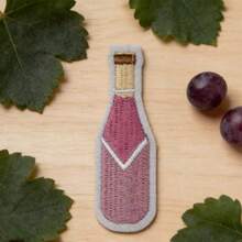 Champagne Bottle Pattern Iron-On Embroidery Patch - Fun Design - Easy To Sew Or Iron, Durable Fabric Badge, Suitable For Personalized Jackets, Bags, DIY Crafts And More - Ironing Style - View 2