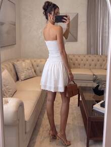 Elegant Sexy Casual Holiday Date Summer Strapless Dress, White Dresses, Holiday Dresses For Women, Elegant Dress - White - View 3