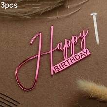 3件/1件 生日蛋糕裝飾鏡面壓克力字母蛋糕插牌 生日派對用品 - 多色 - 查看 26