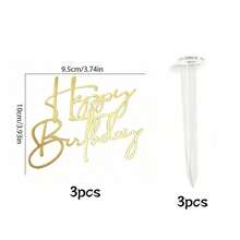 3件/1件 生日蛋糕裝飾鏡面壓克力字母蛋糕插牌 生日派對用品 - 多色 - 查看 21