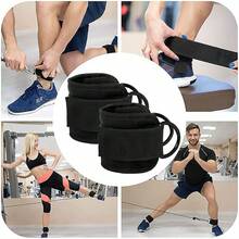 Fitness Ankle Straps For Cable Machines, 2 Pack Comfortable Adjustable Padded Ankle Wrist Cuffs, Kickback Glute Workouts For Men Women - Black - View 5