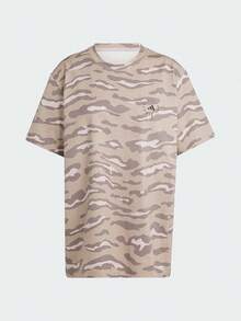 Adidas Women's Spring/Summer Printed Comfortable Sports Casual Loose Round Neck Short Sleeve T-Shirt IN3630 - Shadows: Khaki Brown/Fuchsia/Earth Brown Gray - View 1