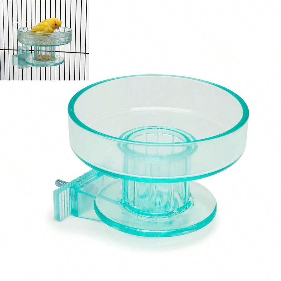 Bát ăn lồng chim khóa nhanh (có chậu tắm tháo rời) – thiết kế thanh đậu trong suốt, dễ vệ sinh và bền bỉ, phù hợp cho chim cỡ nhỏ và trung bình, thỏ, chó, mèo và chuột lang, môi trường nuôi đa thú đáp ứng nhu cầu tắm
