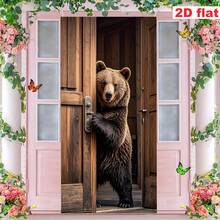 2D Flat Banner 1pc, Polyester Material, Door Frame Banner, 2D Door Banner, Hungry Brown Bear Opening Door, Door Cover Banner, Polyester Material, Multi-Functional Hanging Decoration, No Electricity Required, Suitable For Most Doors Universal Use, Seasonal Party Decoration - Multicolor - View 7