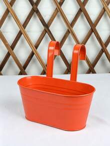 6pcs/1pc Squishy Oval‑Shaped Double‑Hook Flower Pots, Solid‑Color Durable Metal, Casual All‑Season Style For Adult Garden Lovers, Hanging For Balcony Rail And Yard Fence, Detachable Planter Holders, Space‑Saving Outdoor Gardening Containers - Multiple Styles - View 15