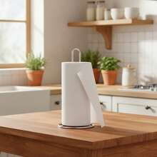 KIWI Grey Metal Kitchen Roll Holder 32cm, Vertical Paper Roll Stand With Stable Anti-Tip Circular Base, Countertop Dispenser For Kitchen And Home, Easy To Clean - 灰色上衣 - 查看 6