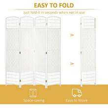 4 Panel Room Divider, 5.6 Ft Folding Privacy Screen, Wave Fiber Freestanding Partition, Modern Decorative Wall Separator For Living Room, Bedroom, Office, White-XY846578 - 1 - View 8