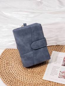 CHARM INFINITE Women Vintage Matte Trifold Wallet Detachable Wrist Strap Multi Card Zipper Coin Pocket Portable Credit Card Purse For Daily Travel - Multicolor - View 5