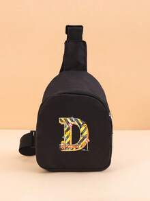 1PC Toddler A-Z Tool Letter Print Chest Bag, Adjustable Shoulder Strap Comfortable Crossbody Bag, Suitable For Toddlers Daily School, Outings And Casual Wear - Black - View 15