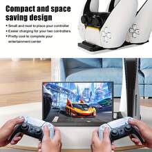 P5 Dual Charging Dock, 2H Fast Charge For 2 Controllers, Smart Power Management Chip, Type-C Input, Anti-Slip Base, Black, Charging Station For P5 Controllers - Black and White - View 3