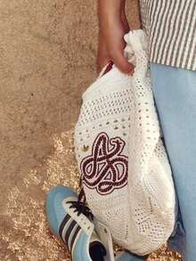 Adidas Originals 中性鉤編托特肩背包 KX0539 - 紅白色 - 查看 2