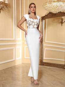 LOVE Aing Women's Summer/Autumn Evening Dress, White Dress Wedding Party Fall - White - View 4