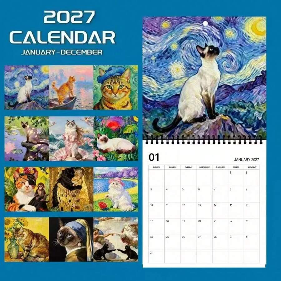 2027 Calendar: 12 Months Double-Sided (Page) Thick Paper, 8.3x8.3 Inch ...