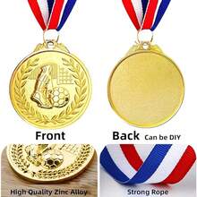 Sports Football Medal, Gold Sports Medal, Event Commemorative Medal Metal Pendant, Durable Material, Suitable For Sports Competitions, Football Matches, School Competitions, Running, Contests, Party Gifts And Team Awards - Embossed Wheat Ear Football Design - View 5