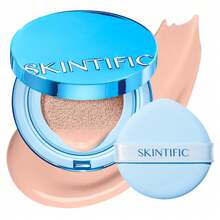 SKINTIFIC 絲絨霧面氣墊粉底液 藍色，全遮瑕，12小時控油，適合油性與混合肌，防水，持久，輕盈，保濕，不脫色 | 01C 玫瑰象牙色 - 01C Rose Ivory - 查看 11