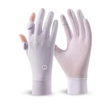 EIGIIS Ice Silk Sun Protection Gloves UV Protection Anti-Slip Touchscreen Driving Gloves Suitable For Cycling, Horse Riding, Golf, Hiking - Solid Color - View 10