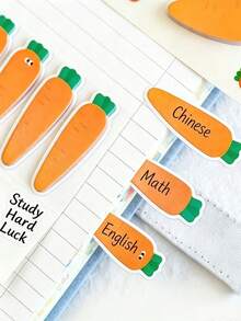 2pcs Cute Carrot Sticky Notes Stickers, Creative Cartoon Alien Handbag Notebook Label Stickers, Student Memo Classification Index Stickers, Highly Attractive Memo Paper, Ideal Choice For Reminders And Study Notes - one-size - View 2