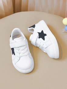 Minimalist Five-Point Star Kids Casual Shoes, Hook And Loop Lightweight Toddler Classic Versatile Sports Shoes - White - View 4
