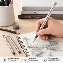 3pcs Metal Pencil Extender, Double-Ended Stainless Steel Extender, Pencil Extension Rod, Telescopic Sketching & Colored Pencil Extender - Sets - View 6