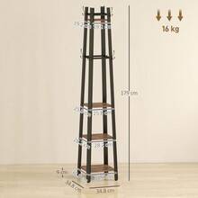 Industrial-Style Four Shelf Coat Stand - Brown/Black - T0001-01-3810 - View 10