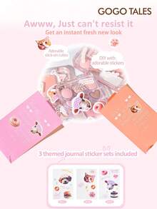 GOGO TALES GOGOTALES Sweet Blush & Eyeshadow Palette, Tekstur Matte dan Shimmer, Pigmentasi Tinggi dan Tahan Lama, Termasuk Stiker DIY, Berisi Warna Pink, Cokelat Karamel, dan Netral, Blush dan Highlighter All-In-One, Cocok untuk Pelajar dan Pemula - #G02 Karamel Melon Madu - View 2