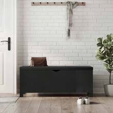 vidaXL Storage Box With Cushion High Gloss Black 41.3"X15.7"X17.7 - Black - View 1