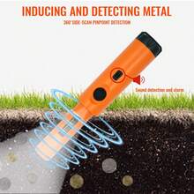 High-Sensitivity Metal Detector Pinpointer With LED - 360° Search, Golden & Treasure Finder Probe With Holster For Outdoor Hunting And Detecting - Battery Not Included - Orange - View 1